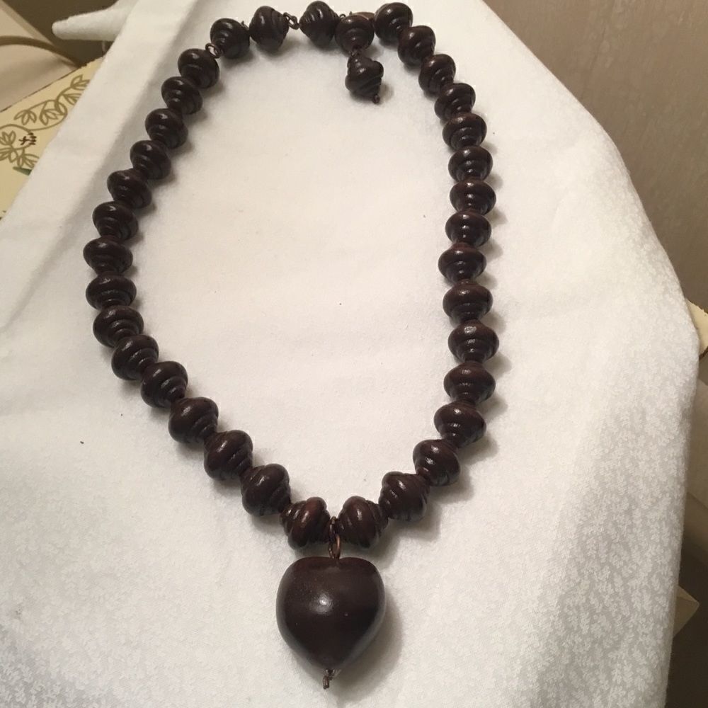 Coppertone Brown Wood Bead Necklace